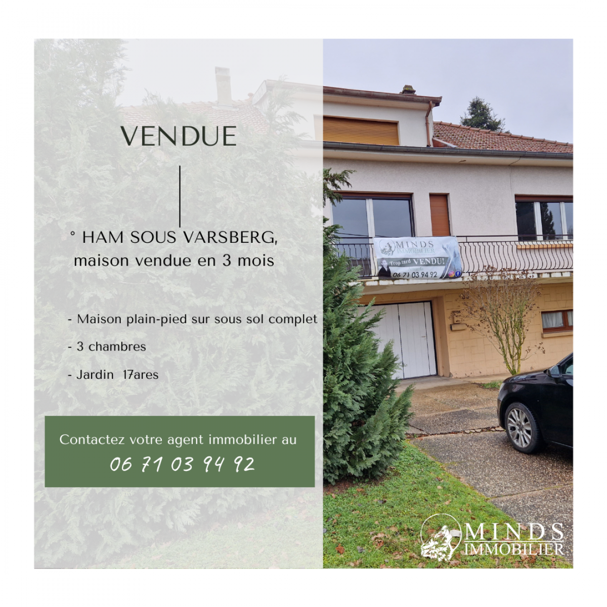 Maison individuelle de plain pied traditionnelle vendue à Ham Sous Varsberg