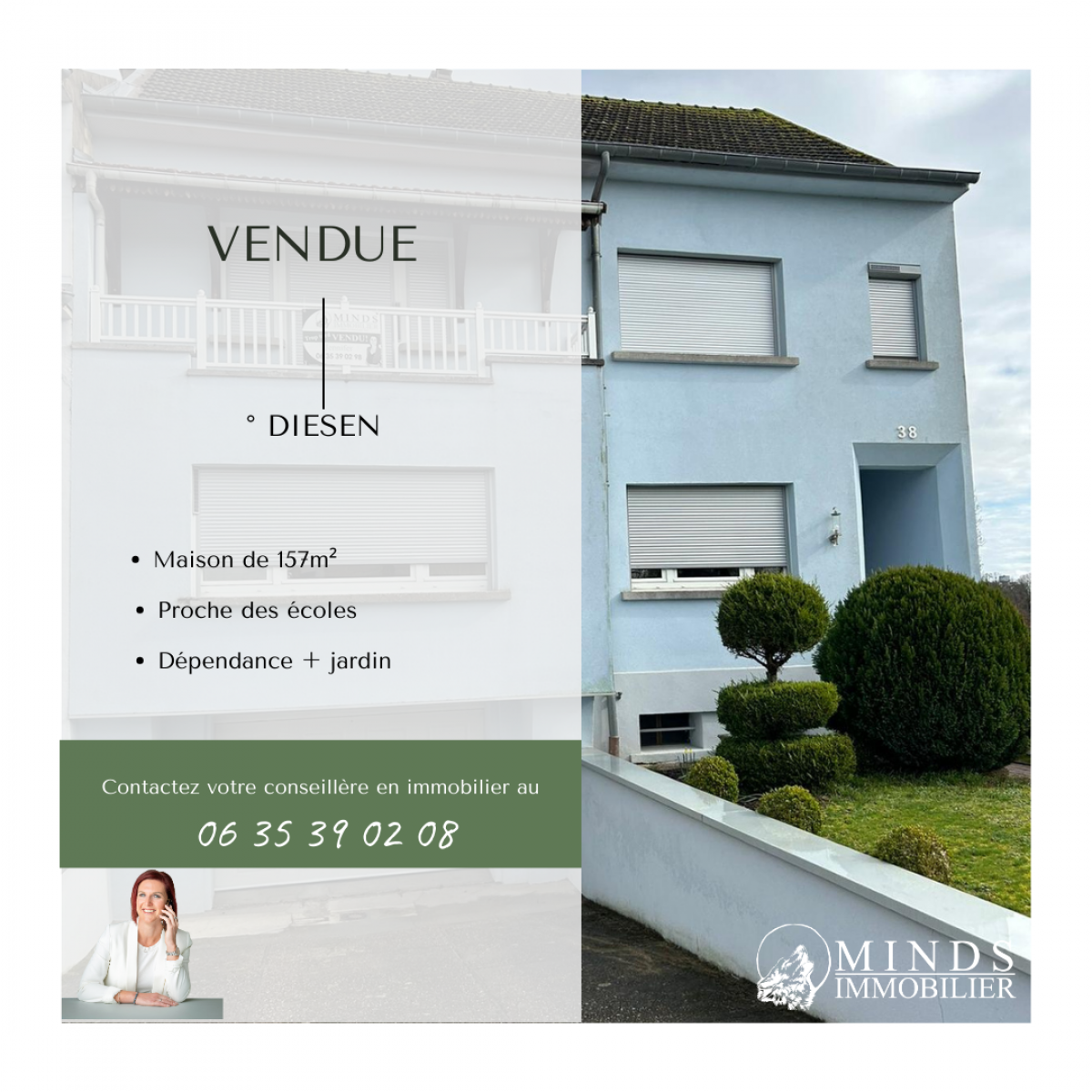 Maison semi-mitoyenne d'un côté au calme vendue à Diesen